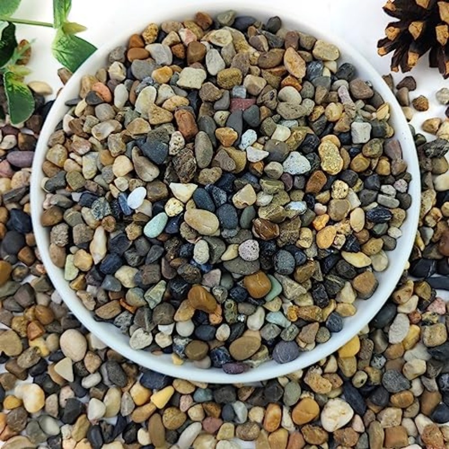 Aquarium Plant Gravel - 2lbs Natural River Rocks, 1/4